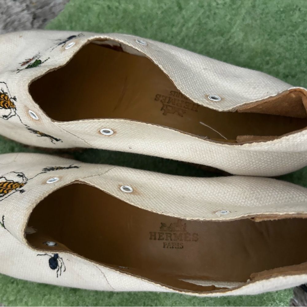 Hermes Espadrilles insect flats classic loafers rare vintage shoes bug slide ins - Picture 11 of 13